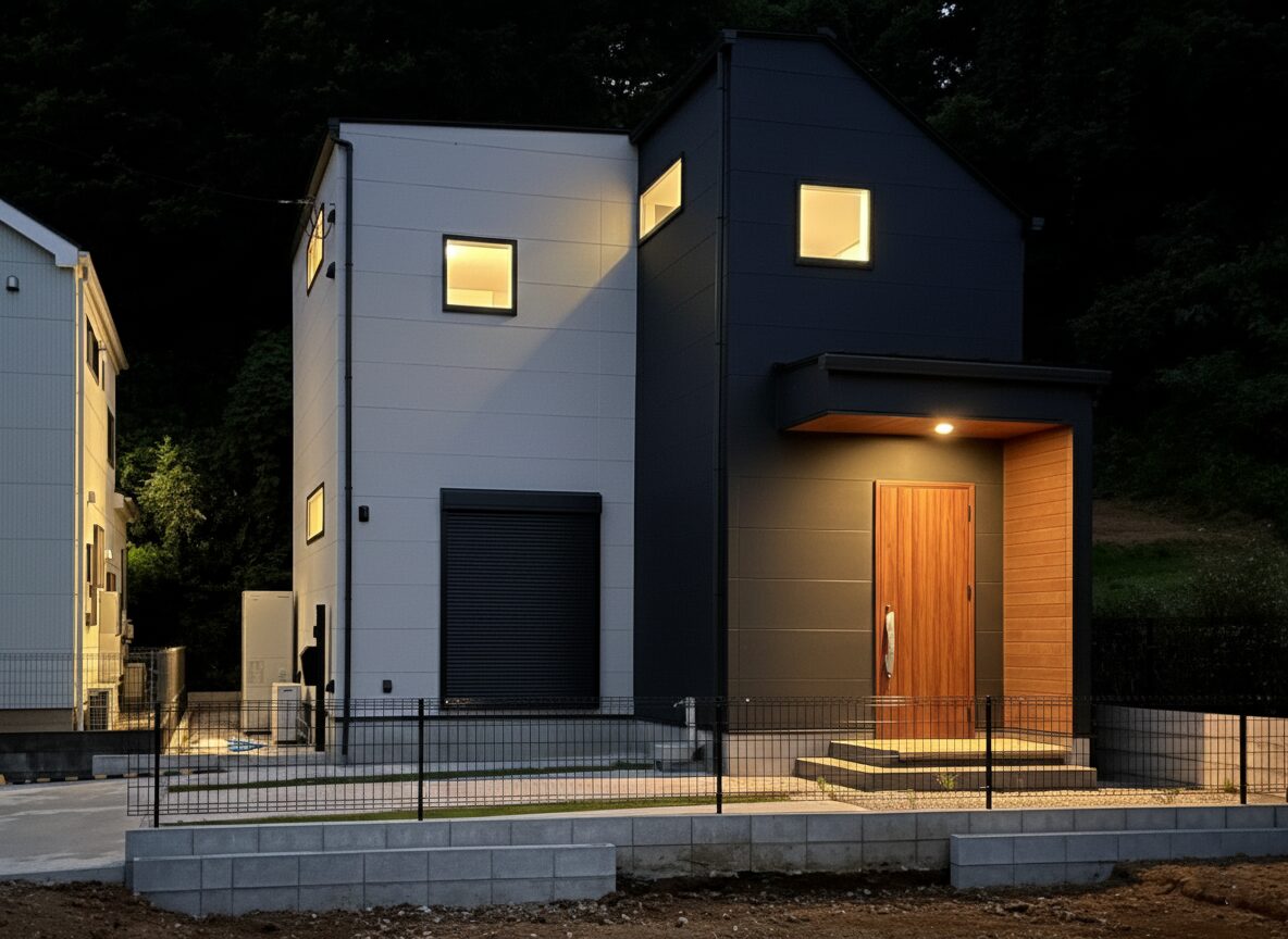 白と黒のコントラストが美しい、モダンな佇まい。 