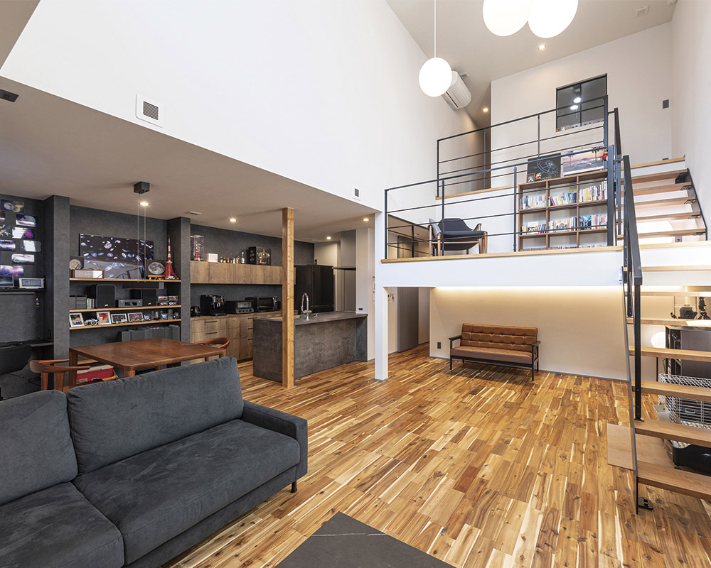 スキップフロアのあるリビング