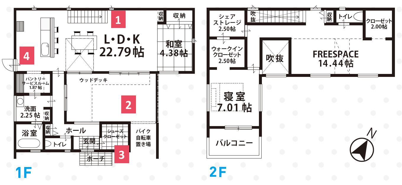 一期一家 日当たり抜群 収納たっぷり コの字型 な家 愛川 厚木で注文住宅を新築する工務店 サラホーム 桜建築事務所